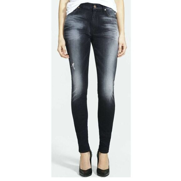7 FOR ALL MANKIND JEANS HIGH WAIST SKINNY - Picture 1 of 9